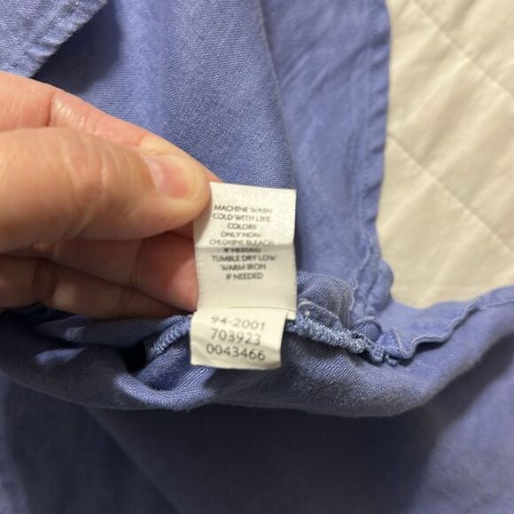 J.Jill S Love Linen Blue Long Sleeve Button Down Collared Essential Shirt - Picture 13 of 14